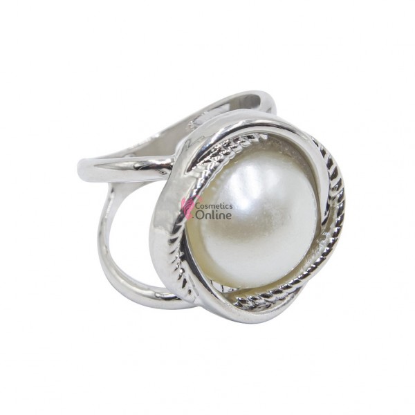 Inel elegant pentru esarfa din metal Cod PIMS009AA Argintiu cu perla